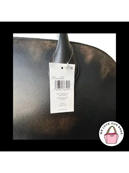 NWT New COACH EMPIRE 48 Glovetanned Loved Leather Black Brown Carryall Bag CBH47 - Picture 6 of 9